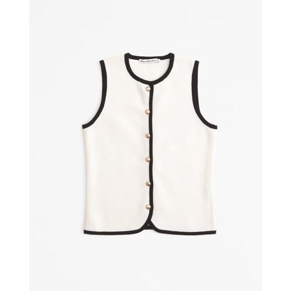 Abercrombie & Fitch Mara High-V LuxeLoft Sweater Vest - S - Cream - Picture 1 of 5